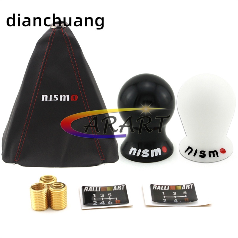 Nismo รถเกียร์ Shift Knob และ PU Leahter Shifter Knob ฝาครอบ Boot Collar Universal สําหรับ Nissan