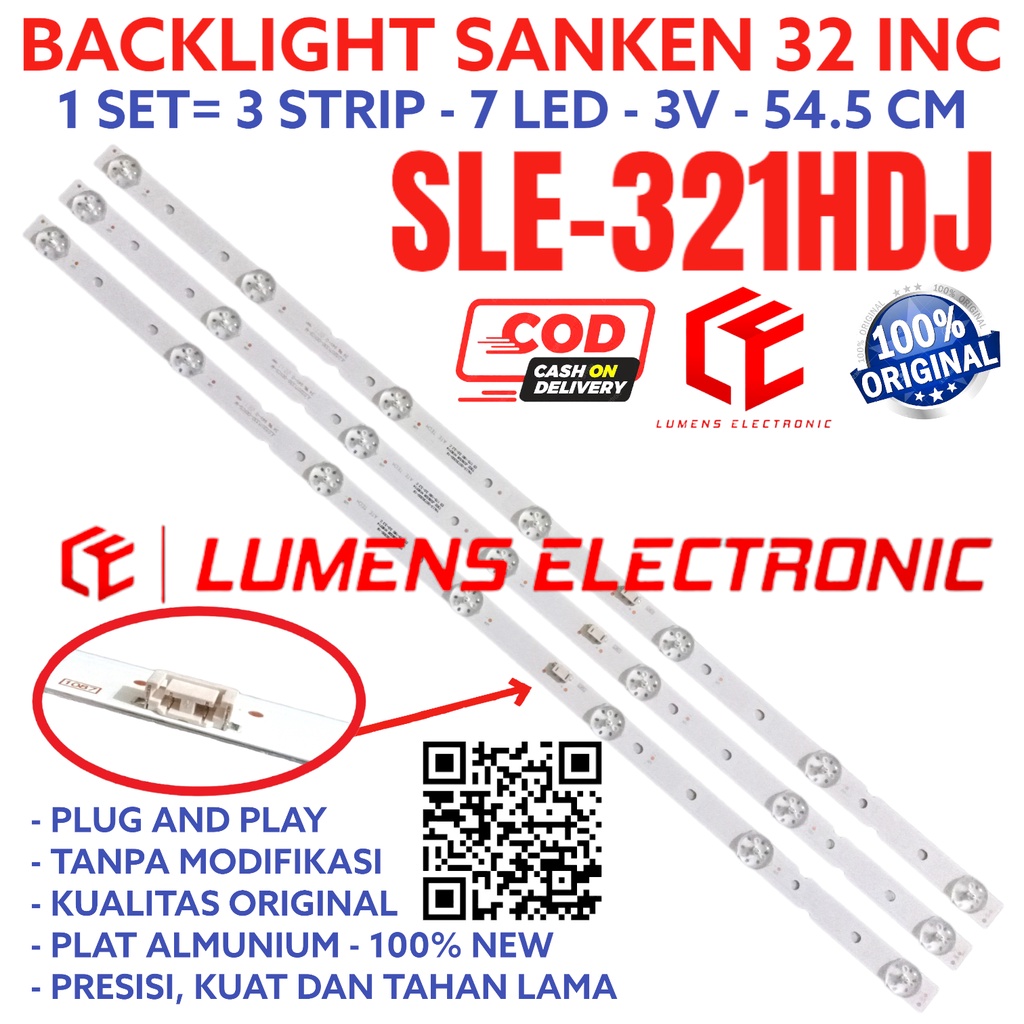 SANKEN 32 INC LED TV BACKLIGHT SLE-321HDJ SLE321HDJ SLE321 321HDJ SLE321 SLE 321HDJ HDJ BL 7K 3V SAN