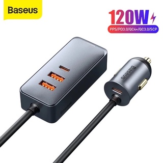 Baseus ที่ชาร์จโทรศัพท์ในรถ 120W Type C 2USB + 2C  แบบพกพา อุปกรณ์ชาร์จโทรศัพท์มือถือ