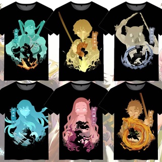 เสื้อโอเวอร์ไซ - อะนิเมะใหม่ Demon Slayer เสื้อยืดแขนสั้น Unisex ท็อปส์ซูคู่แฟชั่นสบาย ๆ แฟชั่นหลวม