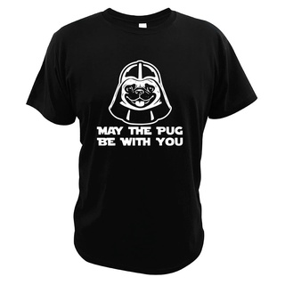 เสื้อยืดผ้าฝ้ายพิมพ์ลายขายดี เสื้อยืด ผ้าฝ้าย 100% พิมพ์ลาย May The Pug Be With You Darkside Lover dogs สําหรับผู้ชาย