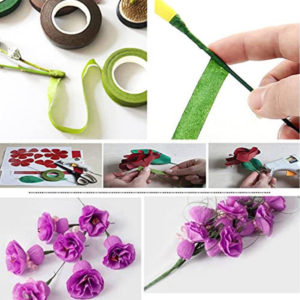 2 มม.40 ซม.ดอกไม้ Stem Wire Craft Dark สีเขียวสําหรับ Florist ดอกไม้ DIY วัสดุทําด้วยมือ