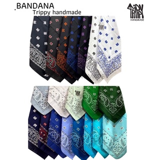 ผ้าเช็ดหน้า Bandana Paisley  ผ้าโผกผม ลายลูกน้ำ ผ้าคอตตอล100%(รับประกันสีไม่ตก)