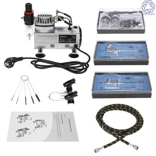 INTU KKmoon Brand New Professional 3 Airbrush Kit With Air Compressor Dual-Action Hobby  Air Brush Set  Nail Art Paint Supply w/ Cleaning Brush