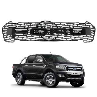 กระจังหน้ามีไฟ LED กระจังหน้า v.2 สีดำ สำหรับ Ford Ranger ปี 2015-2017