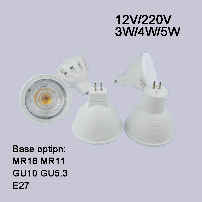 หลอดไฟสปอตไลท์ Led E27 E14 MR16 GU5.3 GU10 AC 220V AC DC 12V 3W 4W 5W ความสว่างสูง