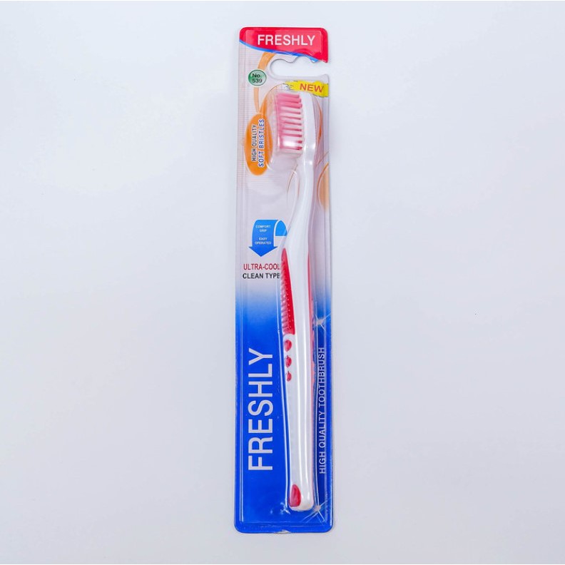 [แพ็ค 12 ด้าม]  แปรงสีฟัน Freshly ขนนุ่ม คละแบบ