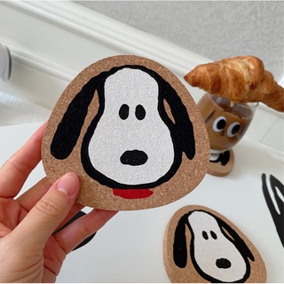 🌳พร้อมส่ง🌳 แผ่นรองกันความร้อน ไม้ก๊อก ลาย snoopy สุดคิวส์