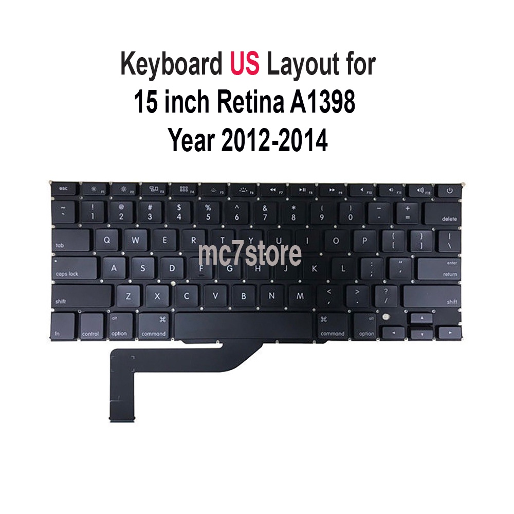 A1398 คีย์บอร์ด US UK และไฟแบ็คไลท์ US สําหรับ 15" A1398 2012-2014 ปีพร้อมสกรู
