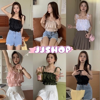 JJ Shop​💜​พร้อมส่ง  เสื้อสายเดี่ยวไหมพรม น่ารัก ดีเทลระบายทั้งตัว สไตล์เกาหลี "11097" -C