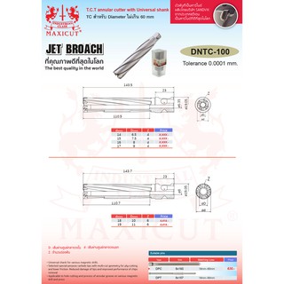 ดอกเจาะคาร์ไบด์ DNTC-100 MAXICUT ขนาด 18-19mm