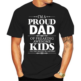 เสื้อยืด ผ้าฝ้าย พิมพ์ลาย All In Tee Proud Dad Of Awesome Daughter Fathers Day แฟชั่นฤดูร้อน สไตล์อเมริกัน สําหรับผู้ชาย