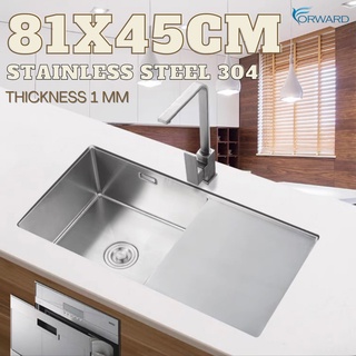 ซิงค์ล้างจาน 1 หลุม มีที่วางของ อ่างล้างจาน สเตนเลส 304 อ่างล้างจาน 1 หลุม Stainless Steel Sink FS1130R