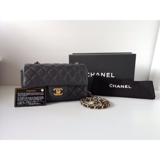 Like new Chanel classic mini8 caviar perry gold vintage