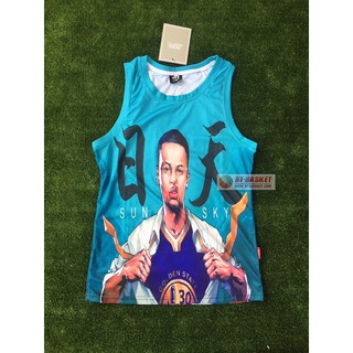 โล้ะ !! เสื้อบาสพิมพ์ลาย Curry30 สีฟ้าน้ำทะเล🏀🏖