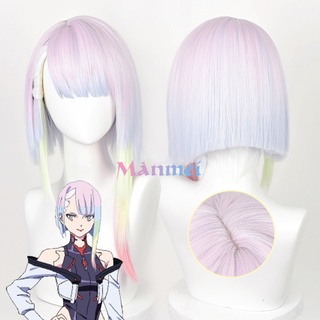 【Manmei】Cyberpunk Edgerunners Lucy Cosplay Wig Mixed Color Hair Anime Heat Resistant Synthetic Wigs