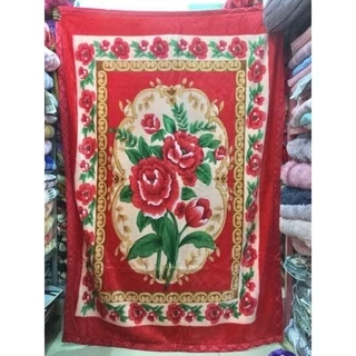 🔥ผ้าห่มขนมิ้ง ลายดอกบัวตั๋น สีสวยสดใส 5 ฟุต（150*200cm）(1.4 กิโล)