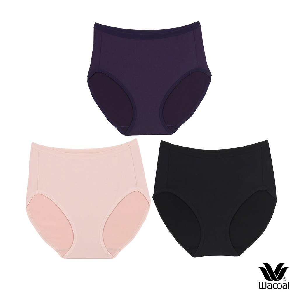 Wacoal Surprise Short Panty กางเกงในใส่สบายวาโก้ รูปแบบเต็มตัว แพ็ค 3 ชิ้น รุ่น WU4T34 สีเบจ-ดำ-ม่วง