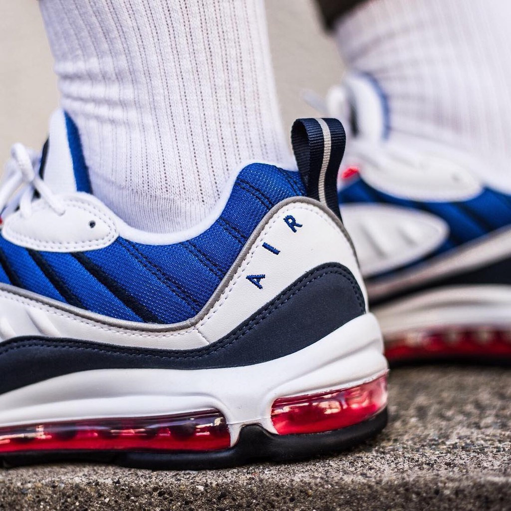 ทบทวนแบรนด ใหม ของแท Nike Air Max 98 Og ก นด มก นด มส ฟ าและส ขาวชายเบาะอากาศสล ก Good Price
