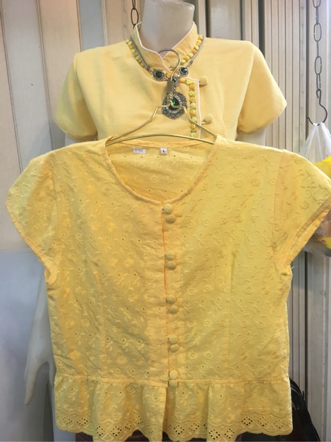 เสื้อลูกไม้ ขาว เหลือง ครีม เทา โอรส ชมพู ส้ม นํ้าตาล รูปที่ 6