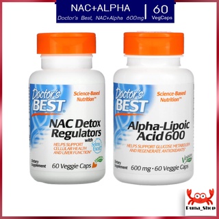 Doctors Best, Alpha-Lipoic Acid, 600 mg NAC Detox Regulators วิตามินอัลฟ่าไลโบอิค 60 Veggie Caps
