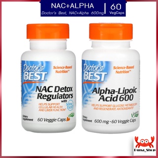 Doctors Best, Alpha-Lipoic Acid, 600 mg NAC Detox Regulators วิตามินอัลฟ่าไลโบอิค 60 Veggie Caps