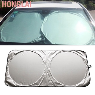 Honglai Silver Plasters Car Windshield Sunshade Double Circle Front Sun Visor for UV Heat Protection