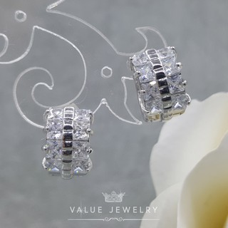 ER1037 Value Jewelry ต่างหูแฟชั่นประดับเพชร CZ (White gold plated)