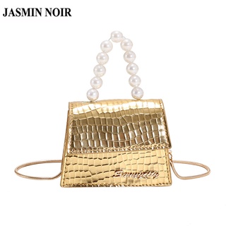 Jasmin NOIR กระเป๋าถือ กระเป๋าสะพายไหล่ ลายหนังจระเข้ มีสายโซ่คล้อง สําหรับสตรี