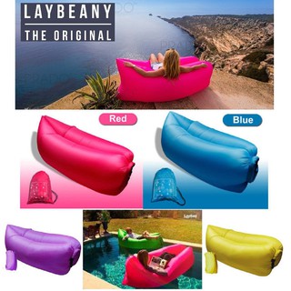 Laybeany โซฟาลม Nylon Laybag Lazy Bag Air Bed (แดง)