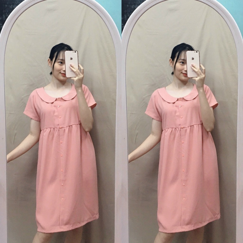 ชุดคลุมท้องหลังคลอดสํานักงานฤดูร้อน dambauxinh-BBA943 คอปกหลวม ผ้าไหมไทยนุ่มเท่ ฟรีไซส์