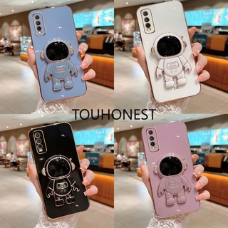 เคส Vivo Y20 Y20i เคส Vivo Y20S Y20SG เคส Vivo Y20A Y20T เคส Vivo Y20G Y12A Case Vivo Y12S Y12G Case Vivo Y11S V9 Case Vivo Y85 Y19 Case Vivo U3 Luxury Cute Silicone 3D Astronaut Stand Phone Cover Case โทรศัพท์มือถือ ซิลิโคน ลายนักบินอวกาศ น่ารัก