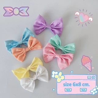 🎀 โบว์ติดผม ผ้าลูกไม้น่ารัก แบบที่ 1 ขนาด 6X8 cm. มีกิ๊บ โบว์สวย สีสดใส🌷 ปังมากๆค่ะแม่📸 LOOM