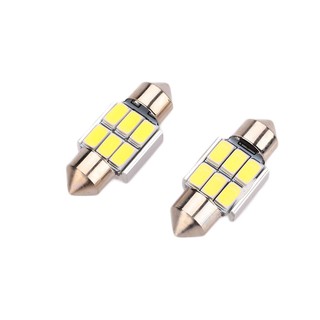 (สต็อกพร้อม) หลอดไฟติดหลังคารถยนต์ 2 ชิ้น 2 x 31 มม. 6 SMD CANbus LED