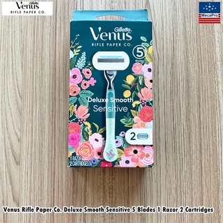 Gillette® Venus Rifle Paper Co. Deluxe Smooth Sensitive 5 Blades 1 Razor 2 Cartridges ยิลเลตต์ วีนัส ชุดมีดโกน