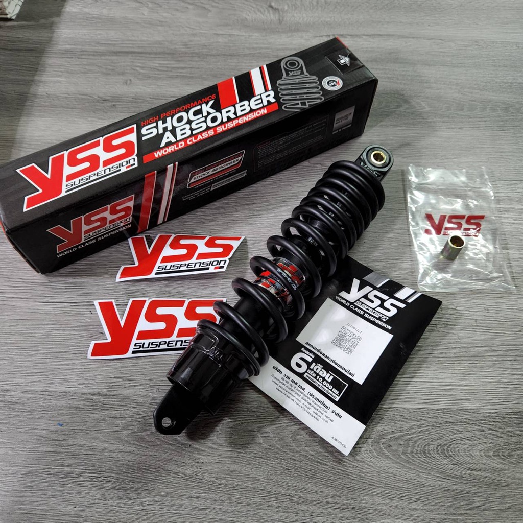 YSS โช็คหลัง Mio,Fino,Click,Click-i สีดำ ของแท้ 100% (รับประกัน 6เดือน) YSS PRO-PLUS(300mm.) โช็คหลั