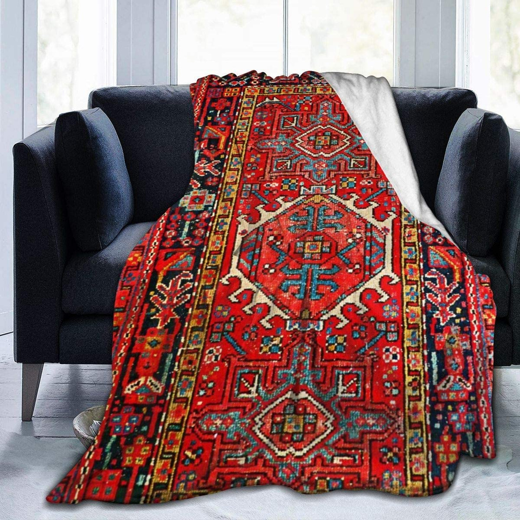Antipilling Fleece Blanket Iran Persian Carpet Oriental Glam Iranian