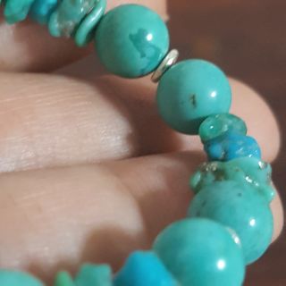 สร้อยข้อมือเทอร์คอยซ์แท้ คิงแมนเทอร์คอยส์ เงินแท้925 นำเข้าจากอเมริกา (Natural Kingman Turquoise beads bracelet)