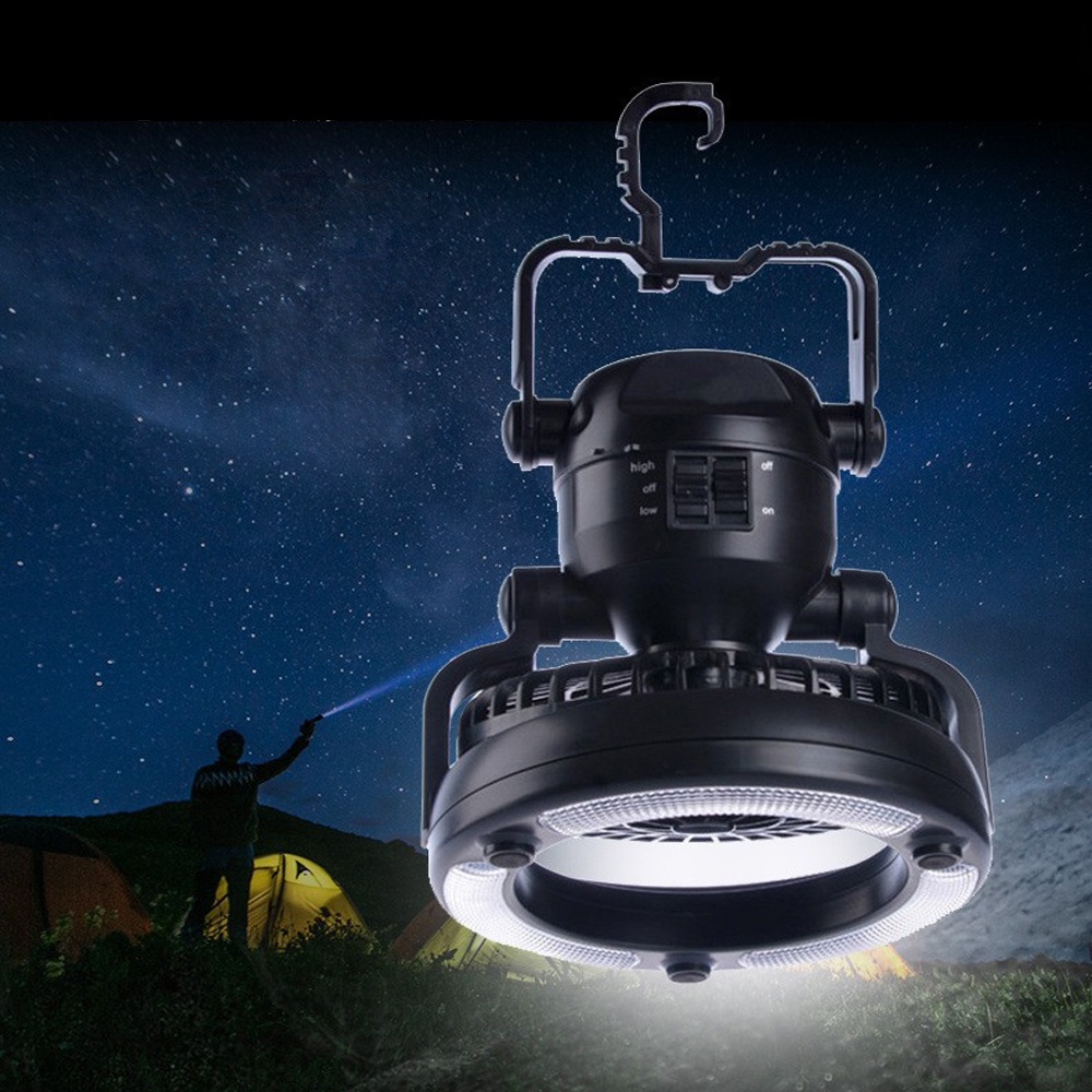 Led Lights พัดลมแคมป์ปิ้ง พัดลม+โคมไฟแคมป์ปิ้ง 2 in1 พัดลมแขวนไฟเต็นท์