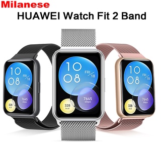 Milanese สายนาฬิกาข้อมือสเตนเลส หัวเข็มขัดแม่เหล็ก สําหรับ Huawei watch Fit 2 Fit