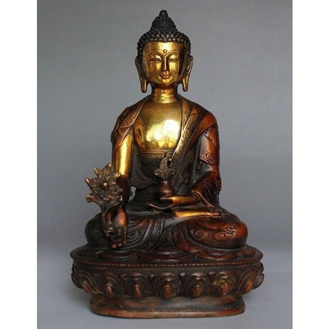 ☼8" Tibetan Brass Buddhism Bodhisattva Sakyamuni Buddha Statue