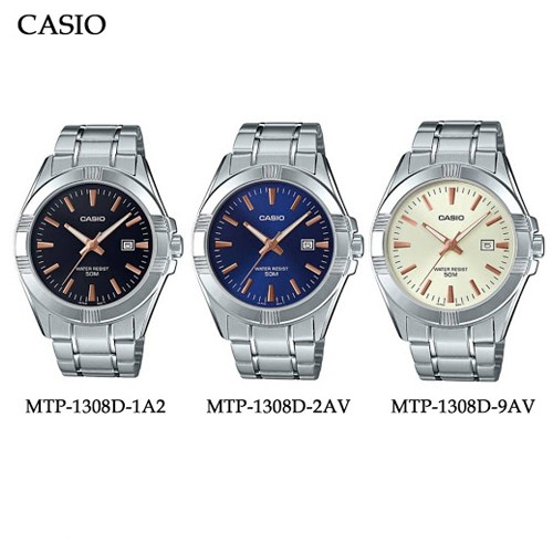 Casio นาฬิกาข้อมือผู้ชาย  สีเงิน สายสแตนเลส รุ่น MTP-1308D,MTP-1308D-1A2,MTP-1308D-2A,MTP-1308D-9A