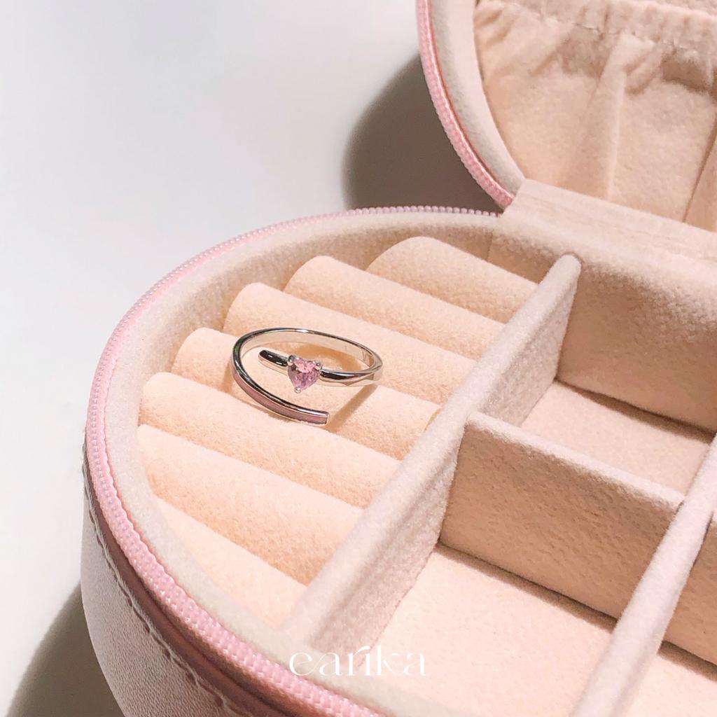 earika.earrings - rose quartz spiral soul ring แหวนเกลียวหัวใจชมพูเงินแท้ ฟรีไซส์ใส่อาบน้ำได้