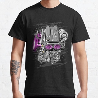 ใหม่ เสื้อยืดลําลอง แขนสั้น พิมพ์ลาย Nissan RB26 engine Wo สําหรับผู้ชาย