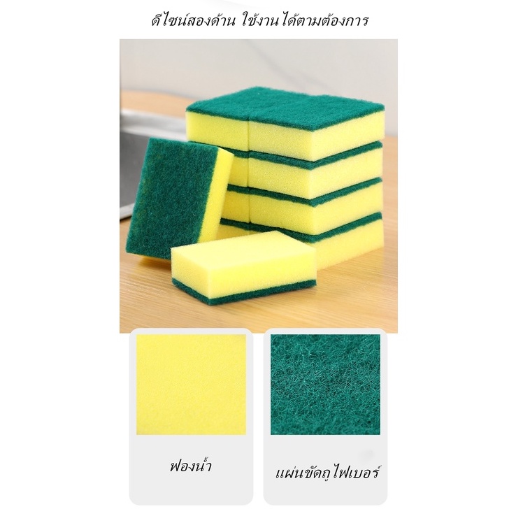 ✅พร้อมส่งจากไทย ส่งไว ถูกที่สุด ✅ ฟองน้ำล้างจาน ฟองน้ำหนานุ่ม แผ่นขัดถูไฟเบอร์แข็งแรงช่วยให้ทำความสะอาดได้ดีขึ้น รุ่นA17 - รูปที่ 6