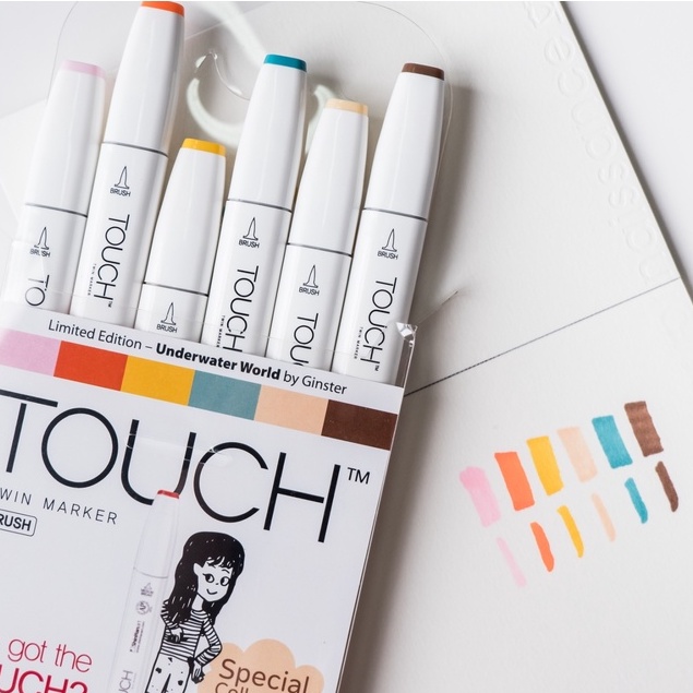 Little Monster X Touch Marker Touch Twin 6 Brush Marker Set มาร์คเกอร์ ...