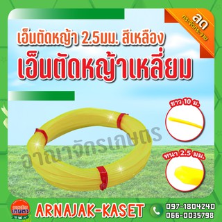 เอ็นตัดหญ้า เอ็นตัดหญ้าเหลี่ยม ขนาด 2.5มม. ยาว 10 เมตร สีเหลือง