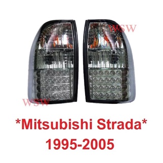 ไฟท้าย LED ฝาดำใส MITSUBISHI TRITON STRADA MK 1996 - 2004 รวมขั้วและหลอดไฟ มิตซูบิชิ สตราด้า สตาด้า ไฟท้ายรถยนต์ ไฟหลัง