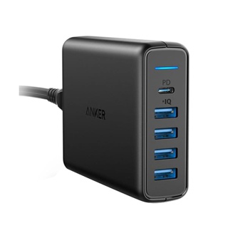 Anker PowerPort I PD 30W with 1 PD and 4 PIQ Adapter ชาร์จไฟให้กำลังสูงทั้งช่องUSB-C และ USB สูงสุด 2.4A ต่อช่อง - AK166