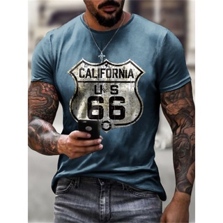 เสื้อยืดลําลอง แขนสั้น คอกลม พิมพ์ลาย California 66 3D แฟชั่นฤดูร้อน สไตล์ฮาราจูกุ สําหรับผู้ชาย 2022